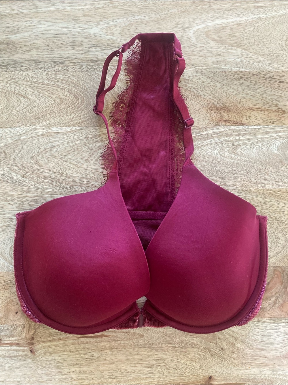 Victoria's Secret Burgundy Lace-Trim Racerback Bra